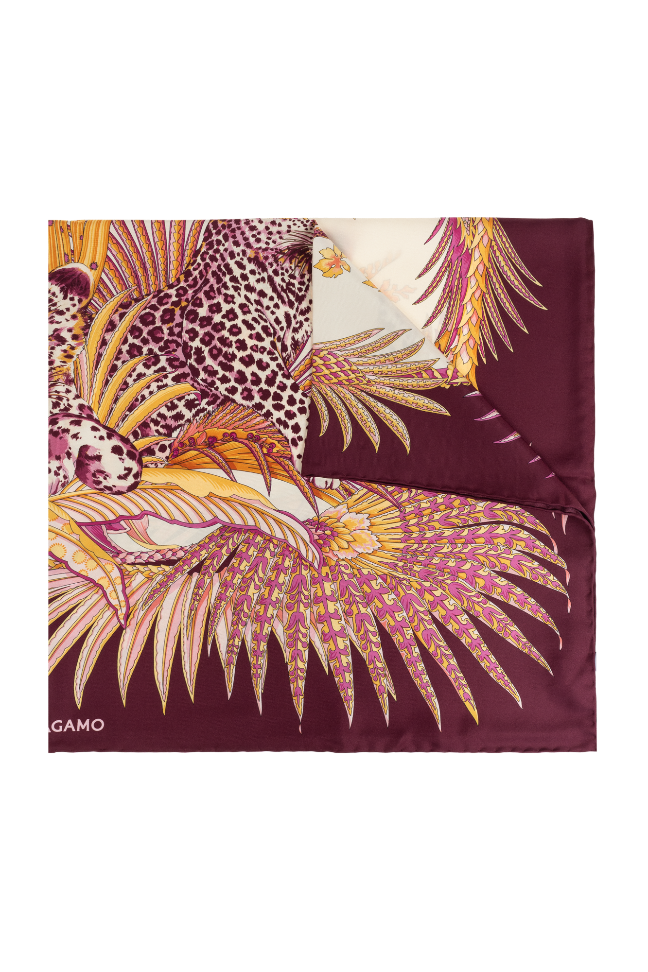スカーフ Ferragamo Scarves Bordeaux Burgundy Silk scarf with print FERRAGAMO - Vitkac Italy